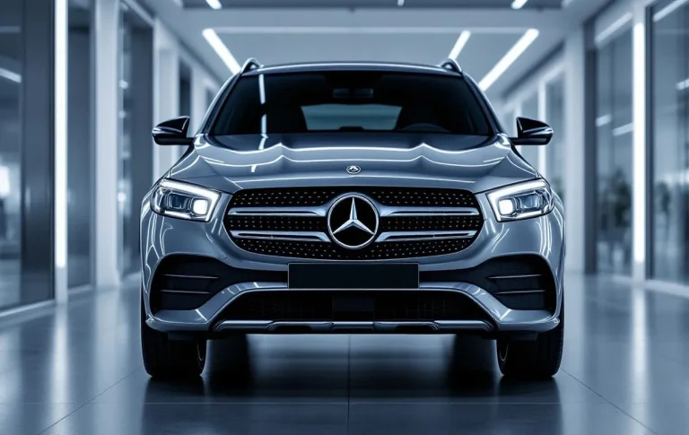 Un modèle Mercedes GLA 2025 exposé, mettant en valeur son design moderne et ses lignes élégantes.